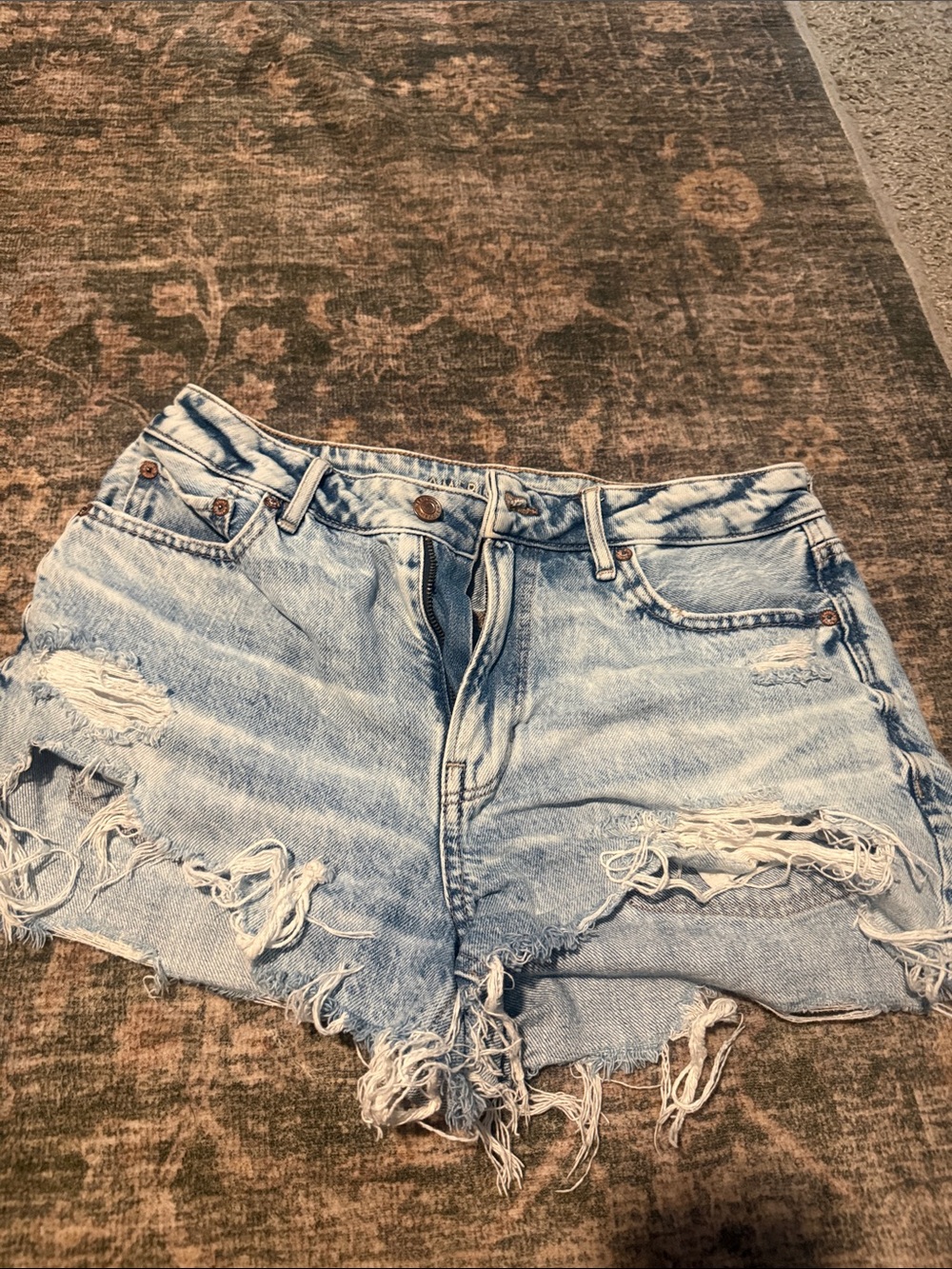 American Eagle Outfitters Light Blue Distressed Denim Jean Shorts